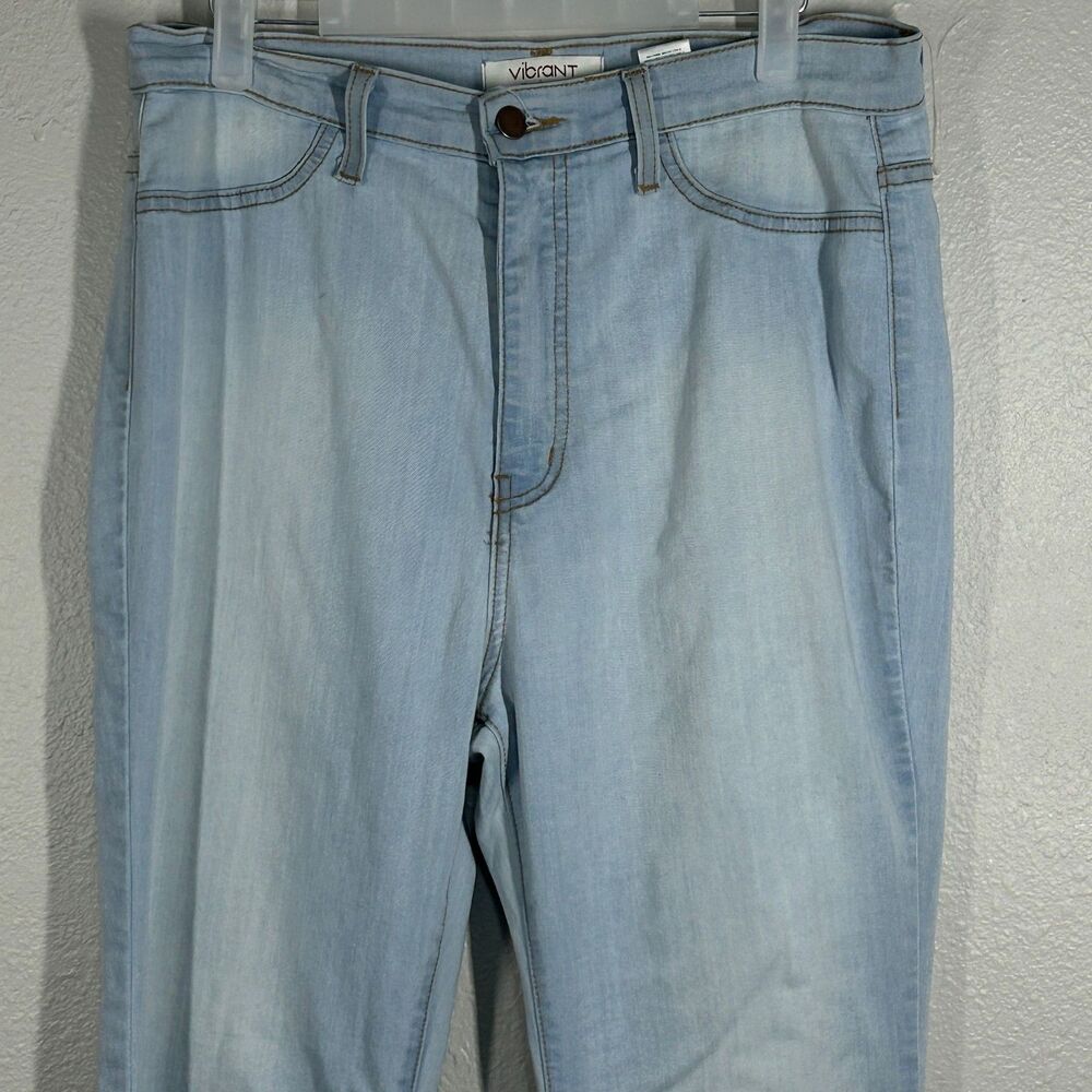 Vibrant MIU Jeans Womens 13 Light Wash Flare Bootcut High Rise Stretch Denim